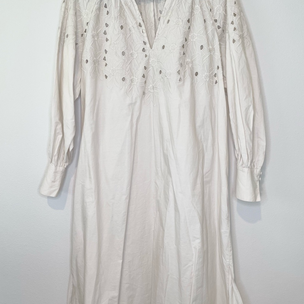 H&M Light Beige Dress with Eyelet Embroidery size S - Picture 6 of 7